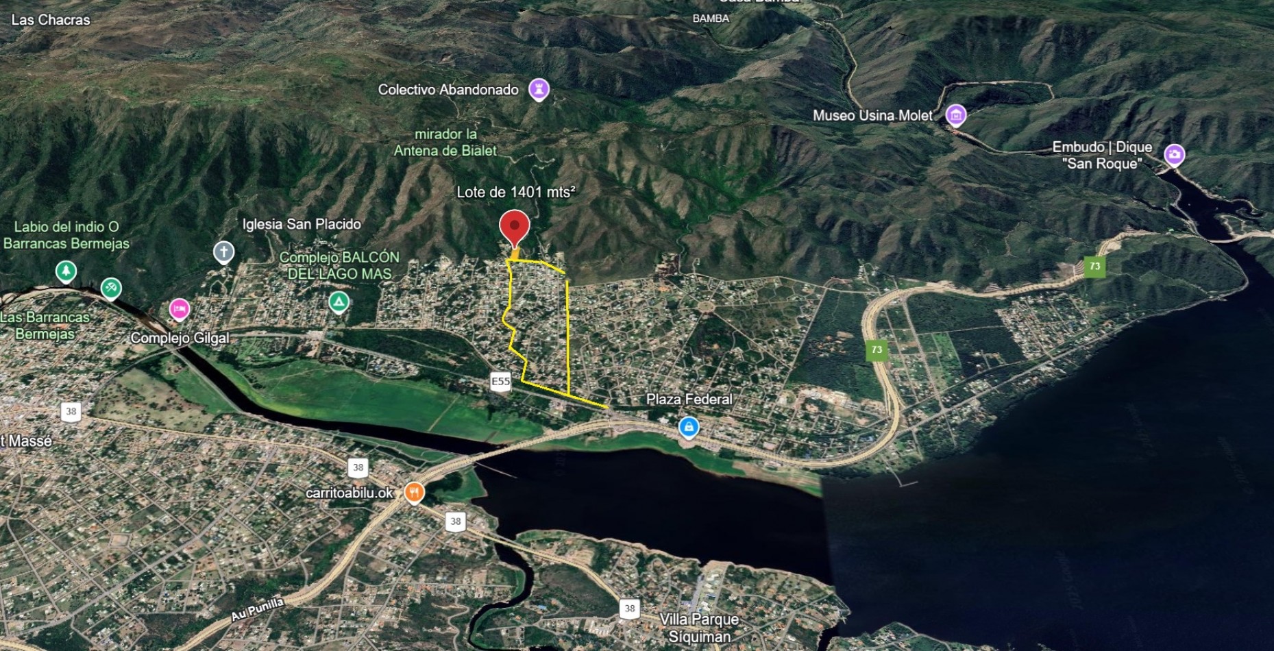 VENDO LOTE 1401M2 C/ CON VISTAS PANORAMICA - COMUNA SAN ROQUE
