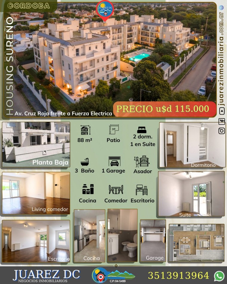 Vendo Depto de categoria 2 dorm.c/cochera en Housing Sureño -Cordoba capital 